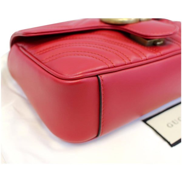 GUCCI GG Marmont Mini Leather Shoulder Crossbody Bag Red 446744