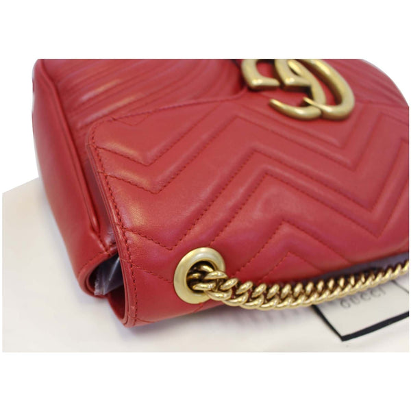 GUCCI GG Marmont Matelasse Red Leather Shoulder Bag-US