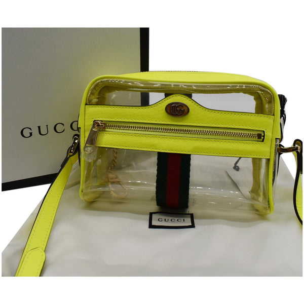 GUCCI Ophidia Mini GG Web PVC Crossbody Bag Neon Yellow 517350
