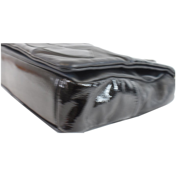 CHANEL Brooklyn Patchwork Flap Patent Leather Shoulder Bag Black