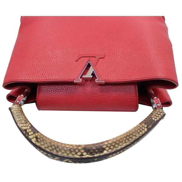 LOUIS VUITTON Capucines Taurillon Leather/Python Shoulder Bag Scarlet