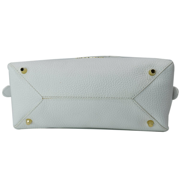 BURBERRY Grainy Leather Bowling Shoulder Bag White