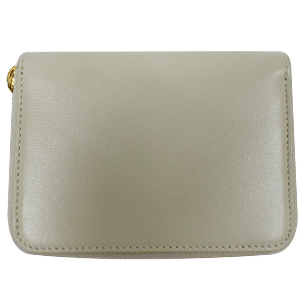 SAINT LAURENT Tiny Monogram Compact Leather Zip Around Wallet White