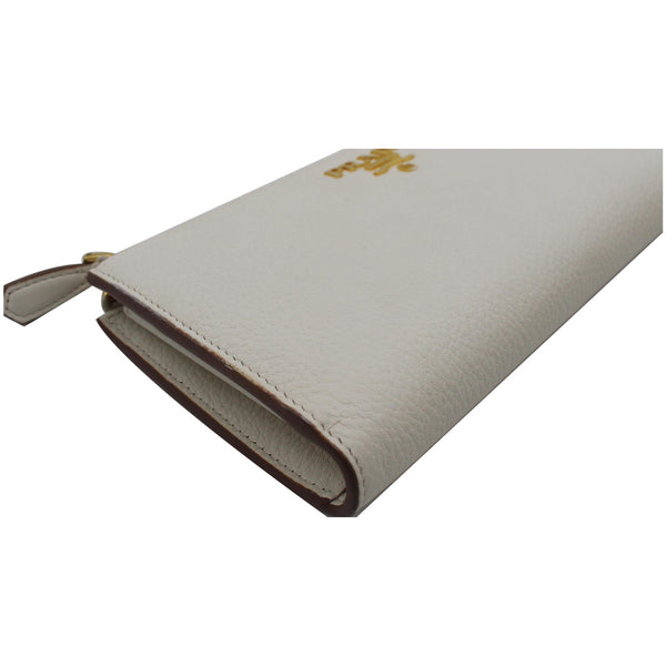 PRADA Saffiano Leather Long Wallet White