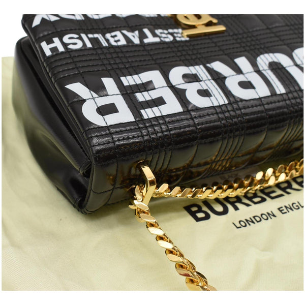 Burberry Small Horseferry Print Lola Quilted Leather Bag Black