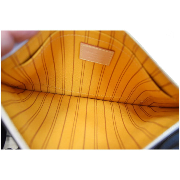 LOUIS VUITTON Neverfull Braided MM Damier Azur Pochette Wristlet White