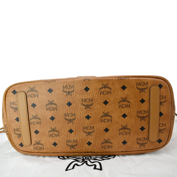 MCM Reversible Liz Medium Visetos Canvas Shopper Tote Bag Cognac