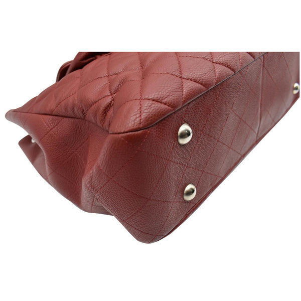 Chanel Front Flap Pocket Quilted Caviar Leather Tote Bag