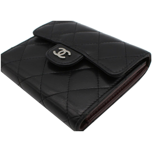 CHANEL CC Classic Small Flap Leather Compact Wallet Black