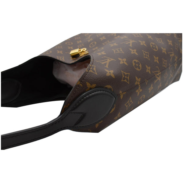 LOUIS VUITTON Flower Monogram Canvas Shoulder Hobo Bag Brown