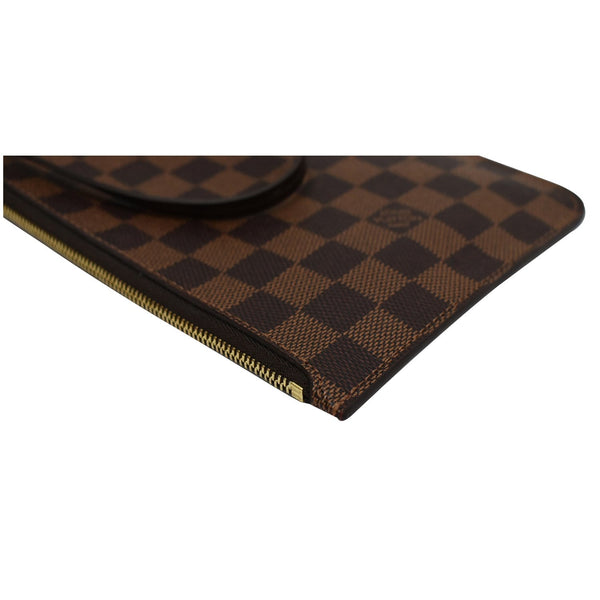 LOUIS VUITTON Neverfull MM Damier Ebene Pochette Wristlet Pouch Brown