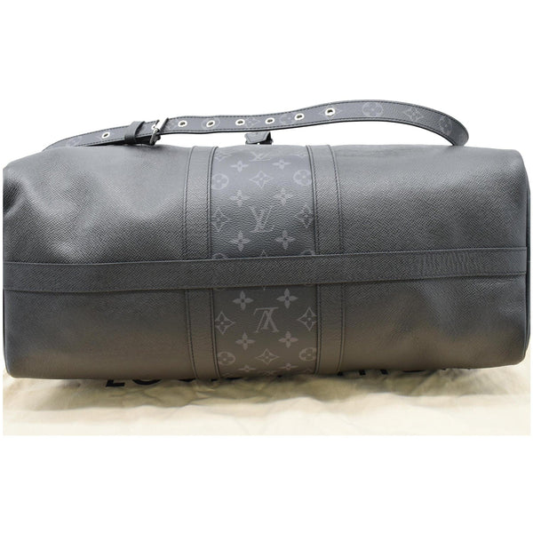LOUIS VUITTON Keepall 50 Bandouliere Monogram Taiga Leather Travel Bag Black