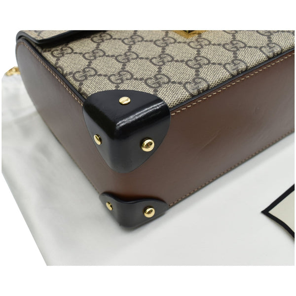 GUCCI Padlock Small GG Supreme Bamboo Top Handle Shoulder Bag Beige 603221