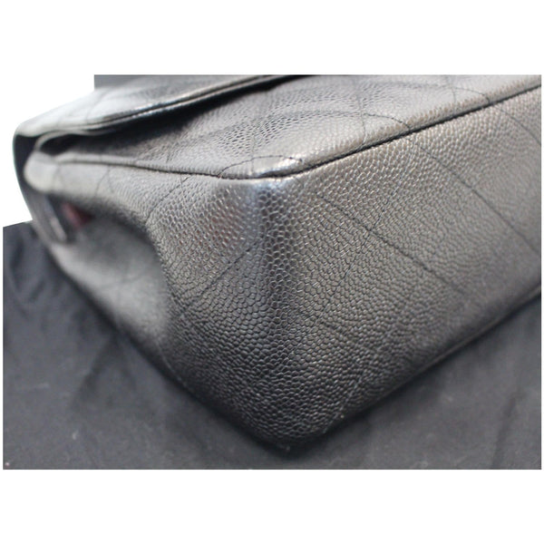 CHANEL Jumbo Double Flap Caviar Leather Shoulder Bag Black