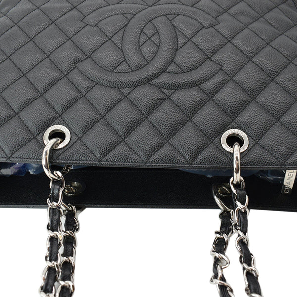 CHANEL XL Grand Quilted Caviar Leather Shopping Tote Bag Black