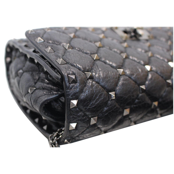 VALENTINO Garavani Rockstud Spike Chain Leather Crossbody Bag Black