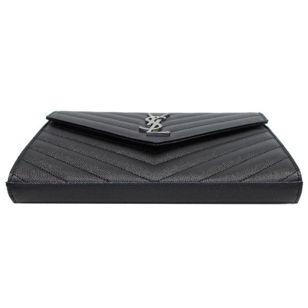 YVES SAINT LAURENT Envelope Leather Crossbody Chain Wallet Black
