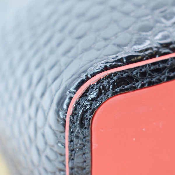 CHRISTIAN LOUBOUTIN Cabarock Croc-Embossed Leather Tote Bag Black