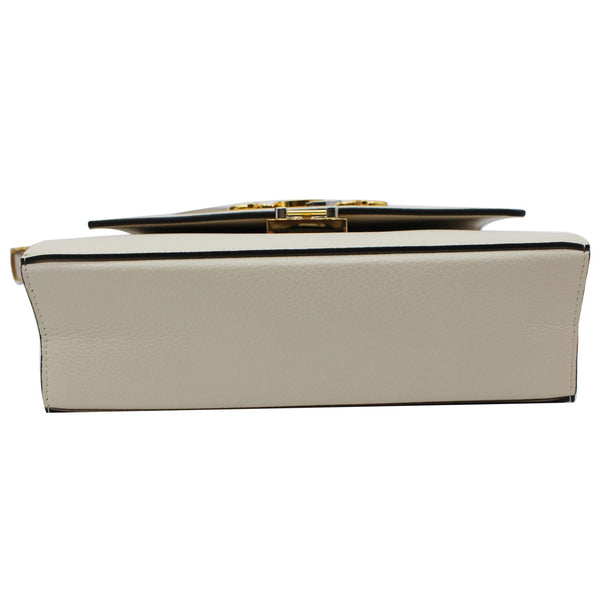 GUCCI Zumi Small Grainy Leather Chain Crossbody Bag White 576388