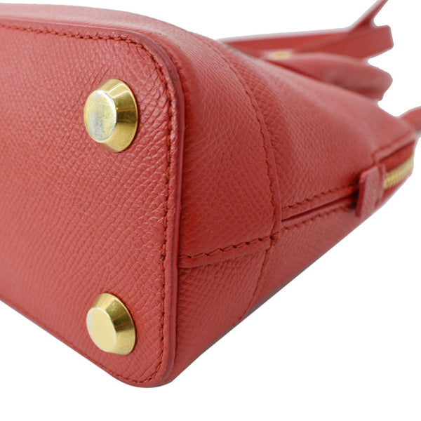 BALENCIAGA Ville Dome Leather Top Handle Crossbody Bag Red