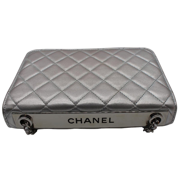 CHANEL Trendy CC Quilted Leather Wallet on Chain Crossbody Bag Silver