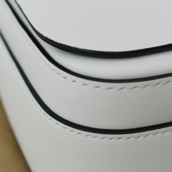 BURBERRY Large Square Leather Satchel Bag White