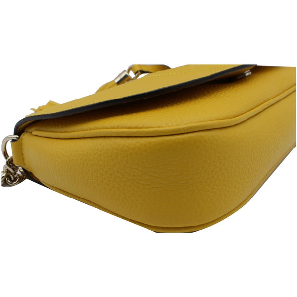 GUCCI Soho Chain Flap Leather Crossbody Bag Yellow 536224