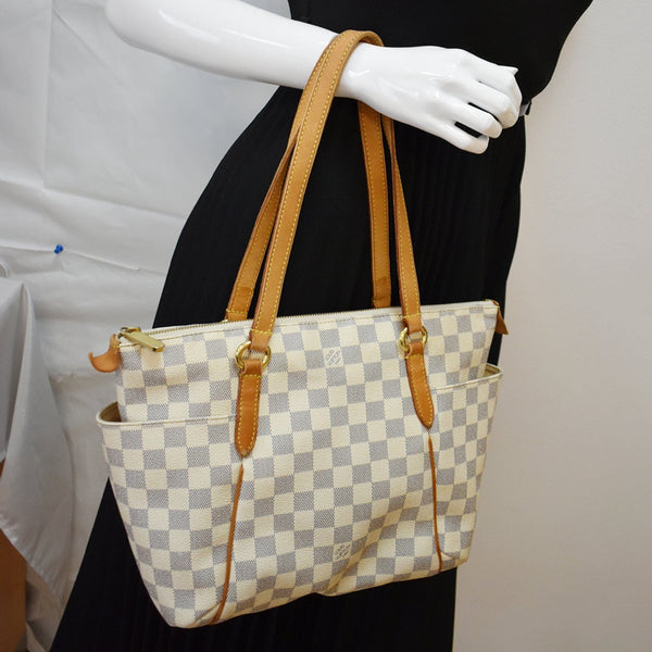 LOUIS VUITTON Totally PM Damier Azur Shoulder Bag White