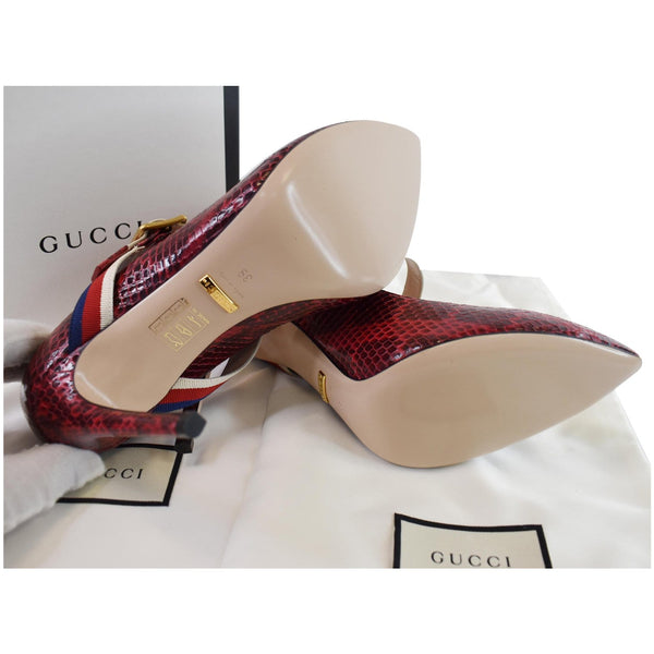 Gucci Sylvie Pumps Python Leather Multicolor bottom view