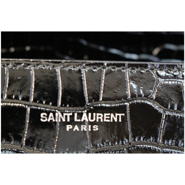 YVES SAINT LAURENT Cassandra Top Handle Embossed Shoulder Bag Black