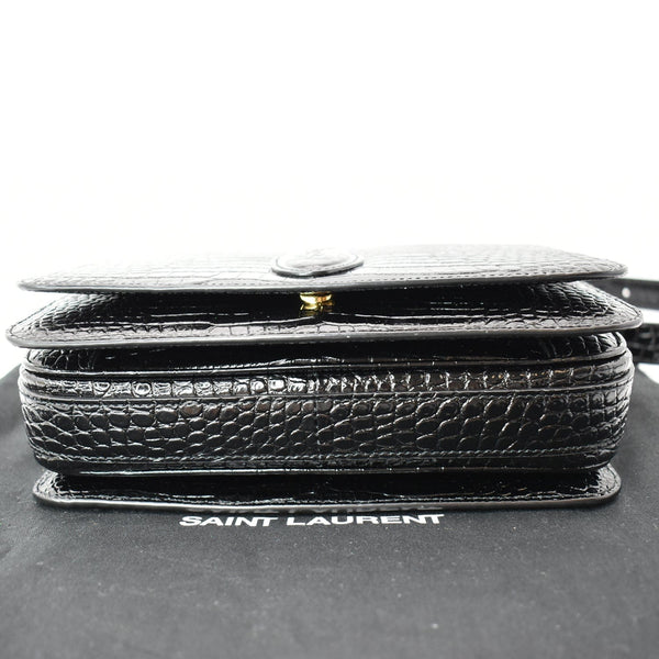 YVES SAINT LAURENT New Besace Embossed Leather Crossbody Bag Black