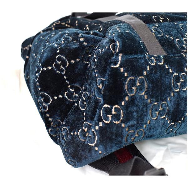 Gucci Medium GG Monogram Velvet Classic Backpack dark blue