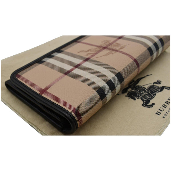 BURBERRY Continental Haymarket Check Leather Wallet Dark Brown