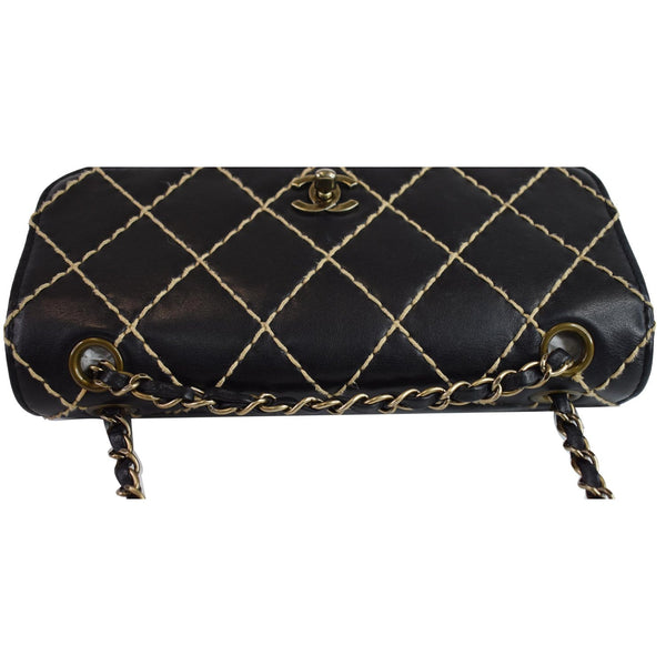 CHANEL Wild Stitch Quilted Calfskin Flap Shoulder Bag Black