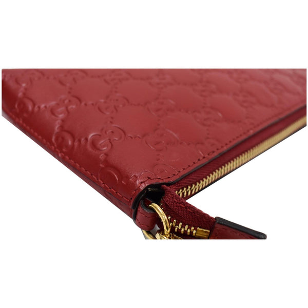 GUCCI Guccissima Leather Chain Wallet Clutch Bag Red 428449