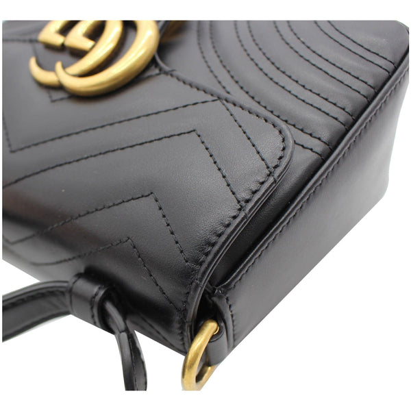 GUCCI GG Marmont Mini Leather Top Handle Shoulder Bag Black 547260