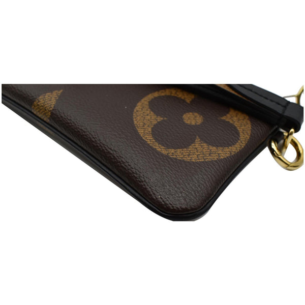 LOUIS VUITTON Trio Rectangle Giant Monogram Reverse Wristlet Pouch Brown