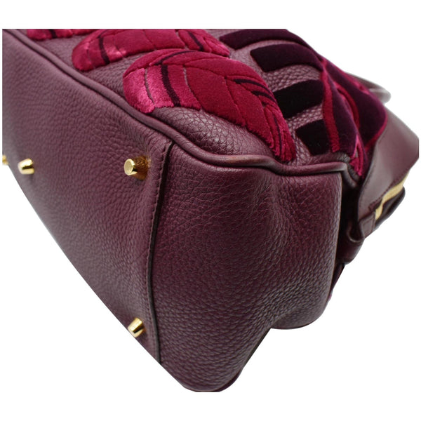 BURBERRY Milverton Large Calfskin Velvet Satchel Bag Burgundy