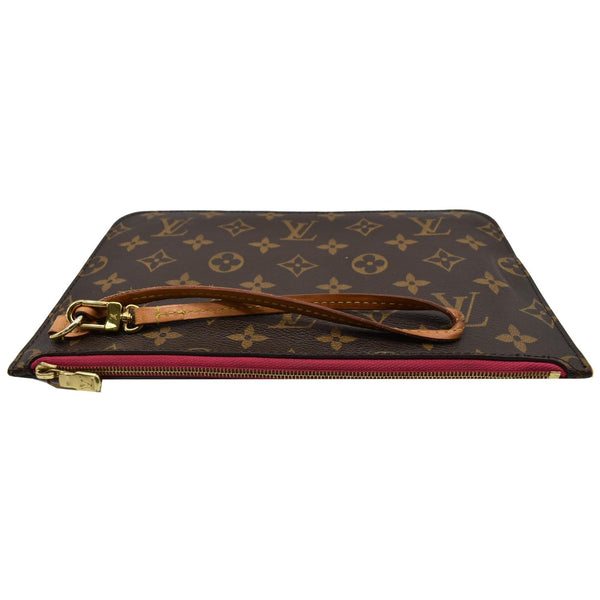 LOUIS VUITTON Neverfull MM Monogram Canvas Pochette Wristlet Pouch Brown