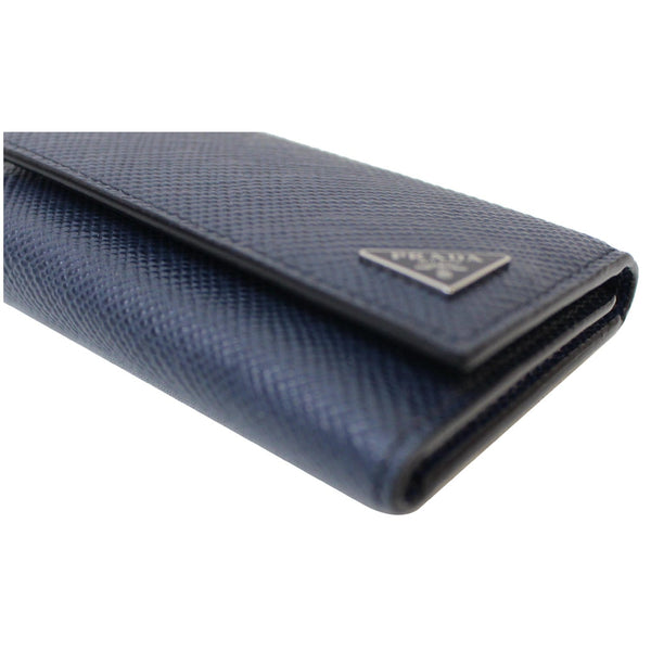 PRADA 6 Key Holder Leather Wallet Blue
