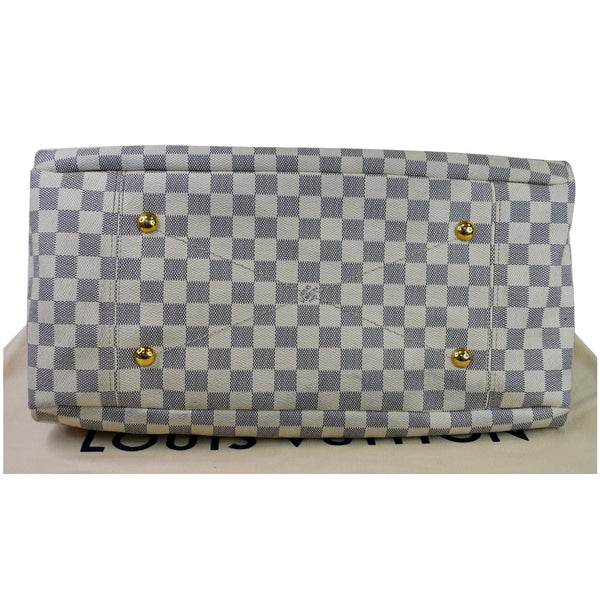 Louis Vuitton Artsy MM Damier Azur Shoulder Bag White bottom flat