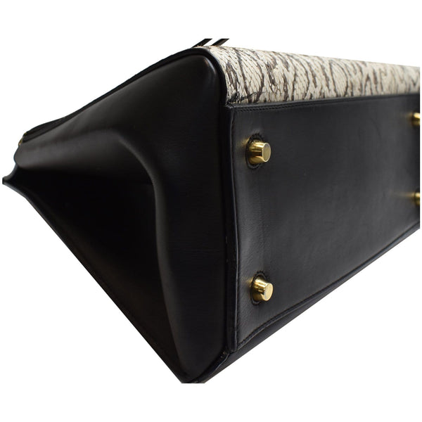 CELINE Medium Edge Python Leather Top Handle Shoulder Bag Beige