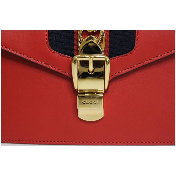 GUCCI Sylvie Mini Leather Crossbody Bag Red 470270