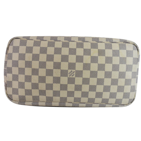 LOUIS VUITTON Neverfull MM Damier Azur Tote Shoulder Bag White