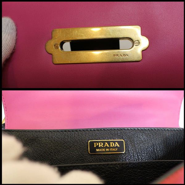 PRADA Cahier City Calf Saffiano Leather Shoulder Bag Black