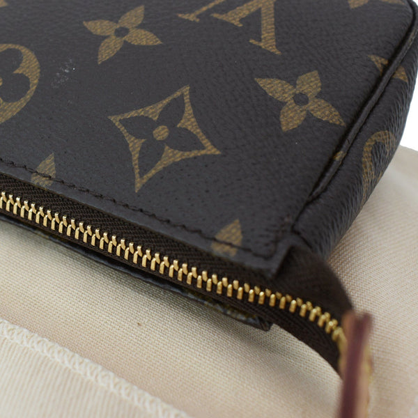 LOUIS VUITTON Mini Pochette Monogram Canvas Accessoires Pouch Brown