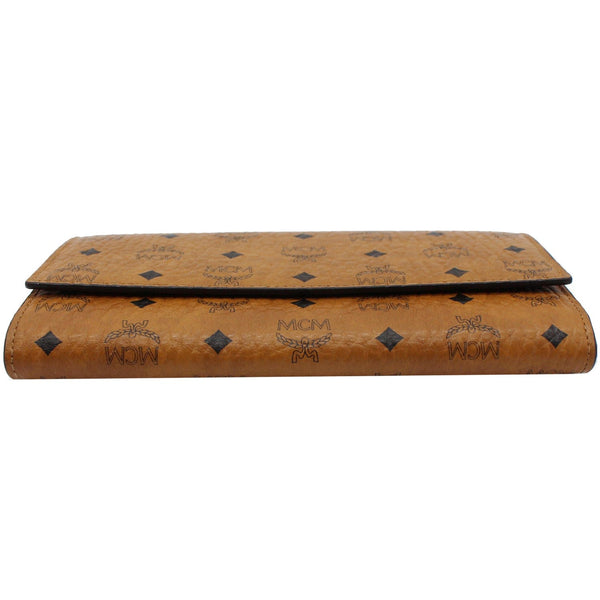 MCM Visetos Two-Fold Monogram Leather Wallet Cognac
