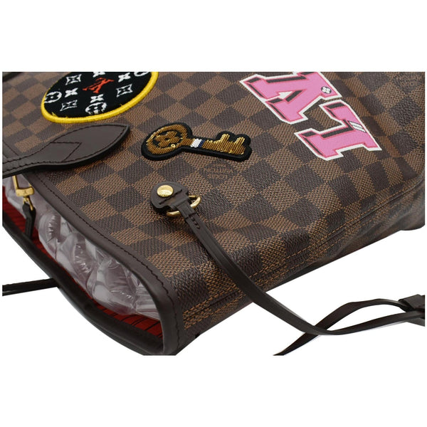 Louis Vuitton Neverfull Patches MM Damier Ebene Tote Bag Brown