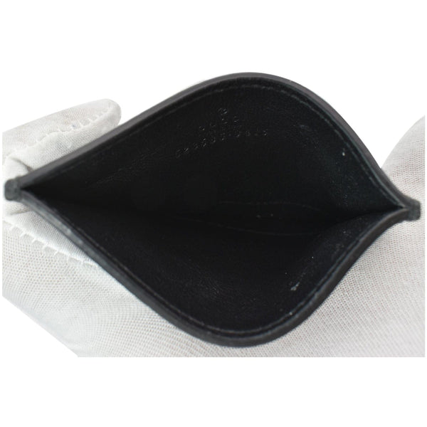 GUCCI Animalier Bee Leather Card Case Black 523685