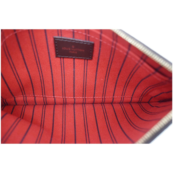 LOUIS VUITTON Neverfull MM Damier Ebene Pochette Wristlet Pouch Brown
